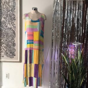 🎨 VINTAGE JAMS WORLD Watercolor Maxi Dress Size Large 🎨